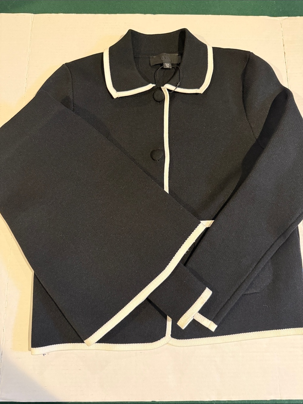 Black Contrast-Trim Women's Sweater Suit